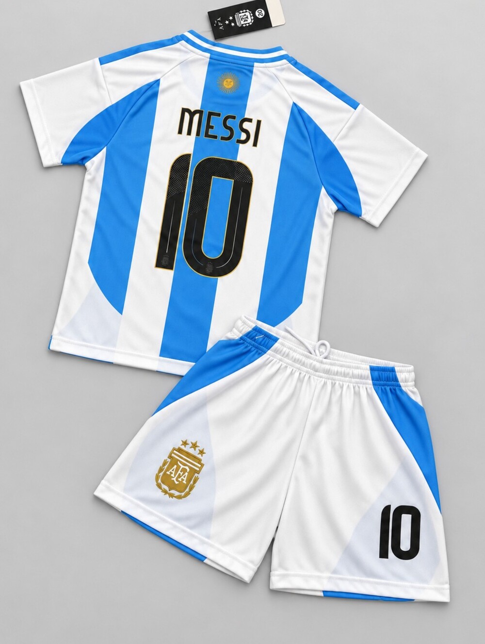 Kids Argentina Messi #10 Soccer Jersey Shorts Set Youth Ages 5–14 New